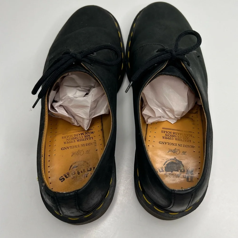 Dr. Martens 1461 Made In England Black Leather Oxford Shoes Size 8